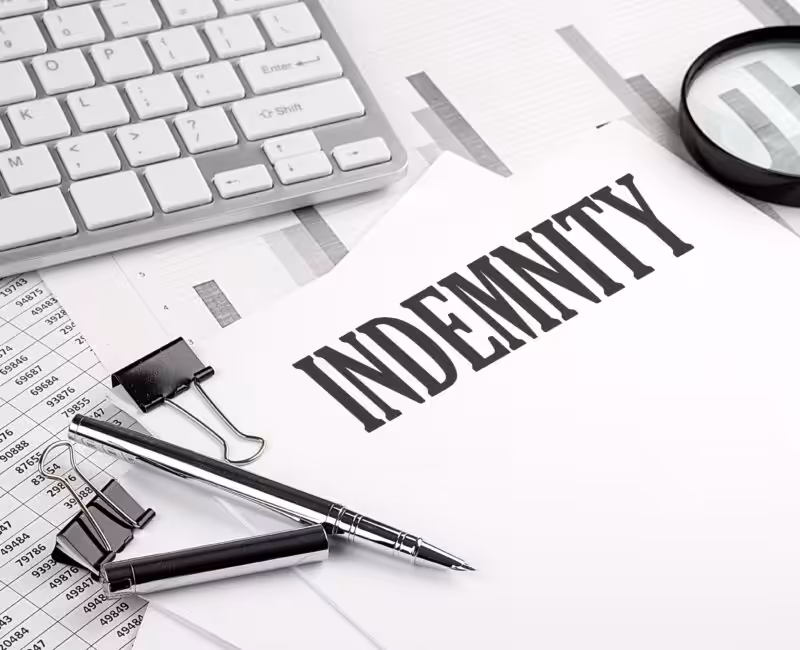 White keyboard with page stating "Indemnity" at the top